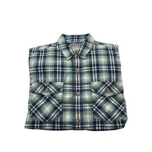 Duluth‎ Trading Co. Men’s Large Button Down Blue/Green Shirt Plaid SS Large
